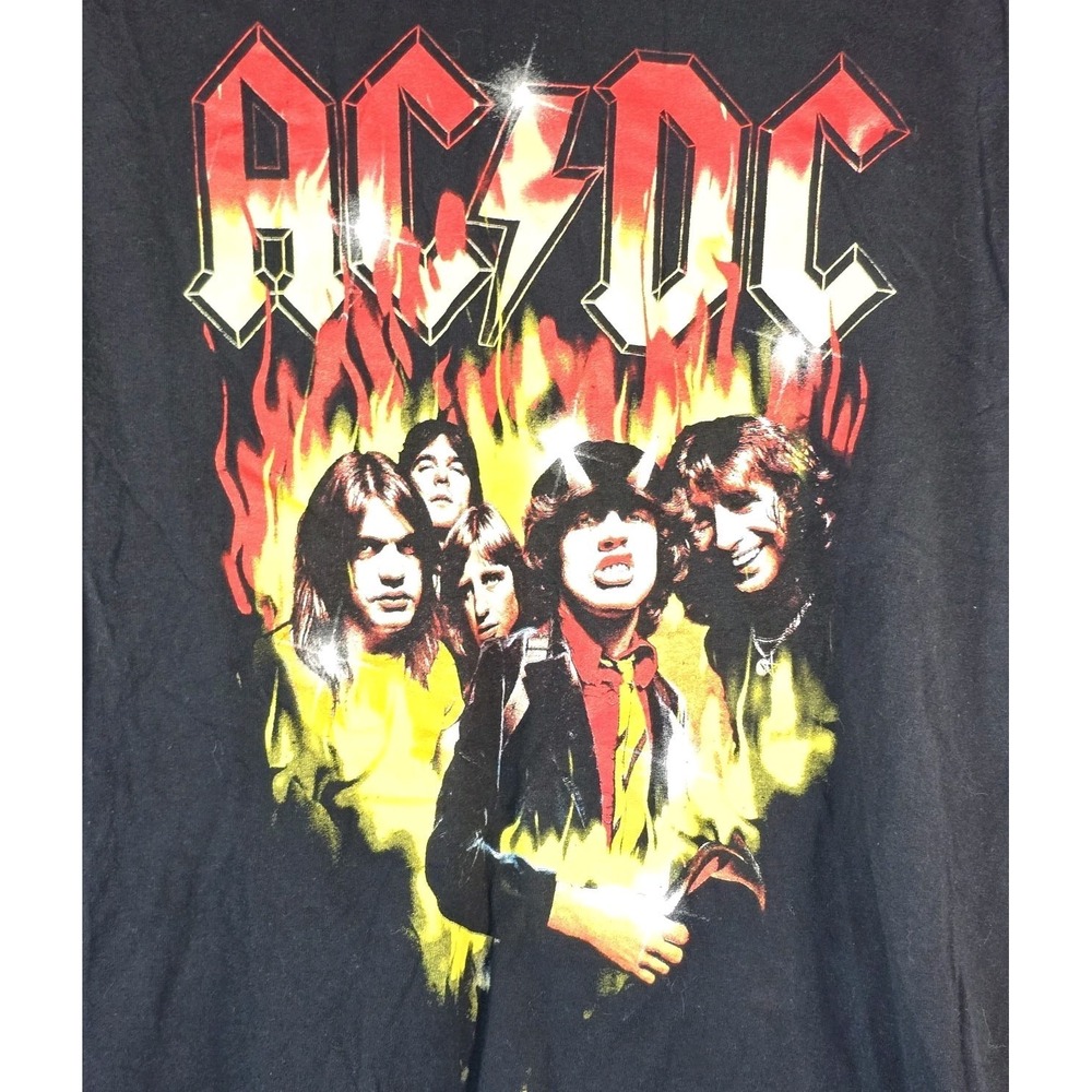 AC/DC Highway To Hell w/ Flames, Bon Scott‎ - Angus, T-Shirt Men's Medium